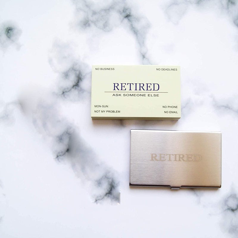 RXBC2011 بطاقات عمل متقاعدين RXBC2011 (عبوة من 50، أخضر فاتح، علبة فضية) هدية تقاعد مضحكة للرجال، النساء، الزملاء، الموظفين، المدير، الأصدقاء، الزملاء - Image 5